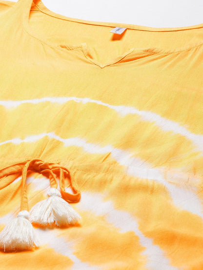 Women's Mustard Tie-Dye Kaftan Dress (1pc)