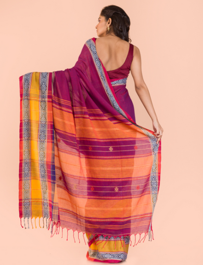 Women's Purple Handwoven cotton saree
