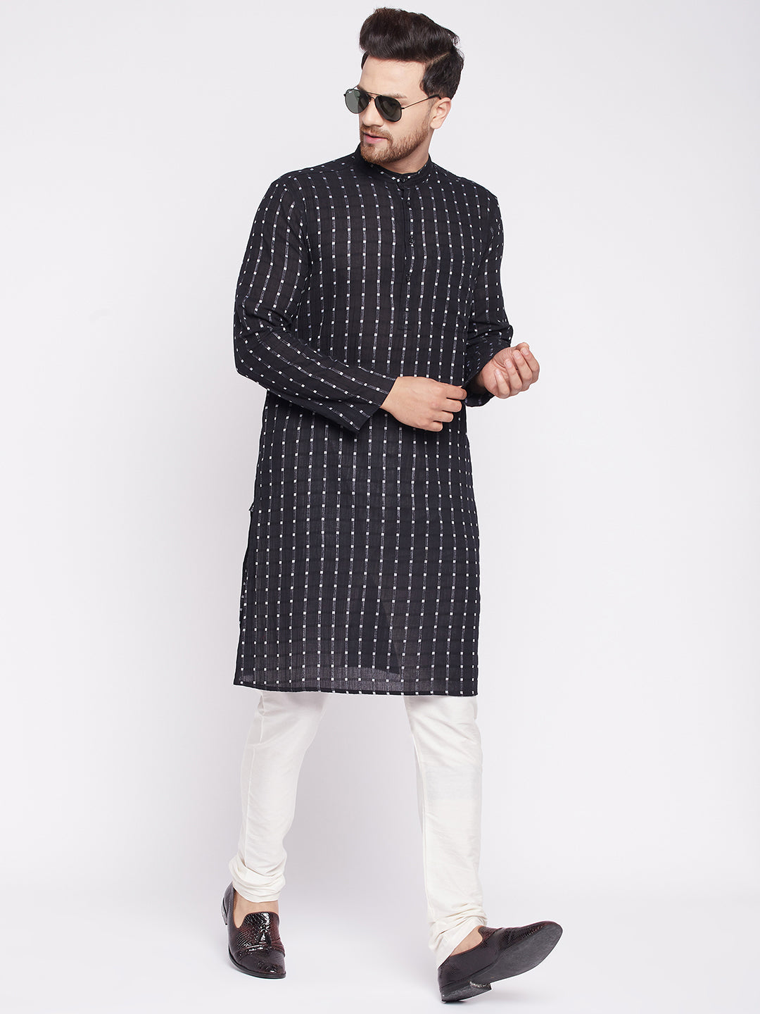 Men's Long Kurta with Band Colla