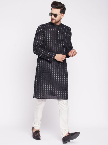 Men's Long Kurta with Band Colla