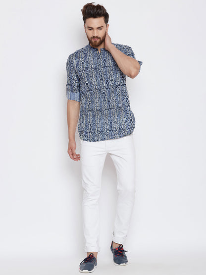 Men's Printed Cotton Shirt Kurta