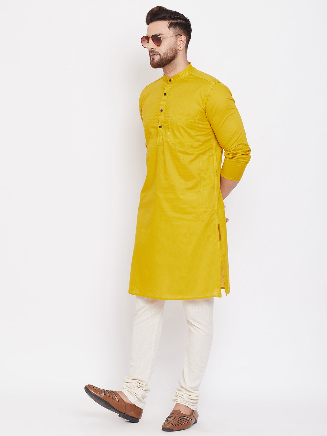 Men's Cotton Kurta With Band Collar