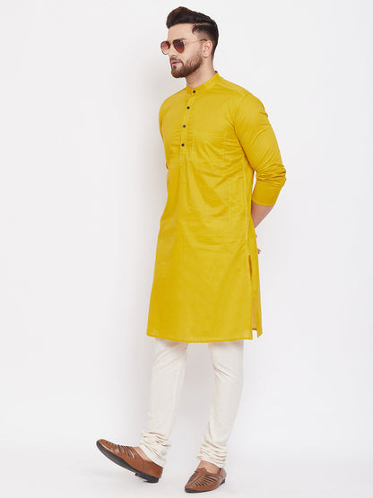 Men's Cotton Kurta With Band Collar