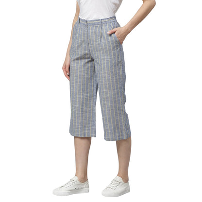 Women Grey Cotton Culotte Trouser by Myshka (