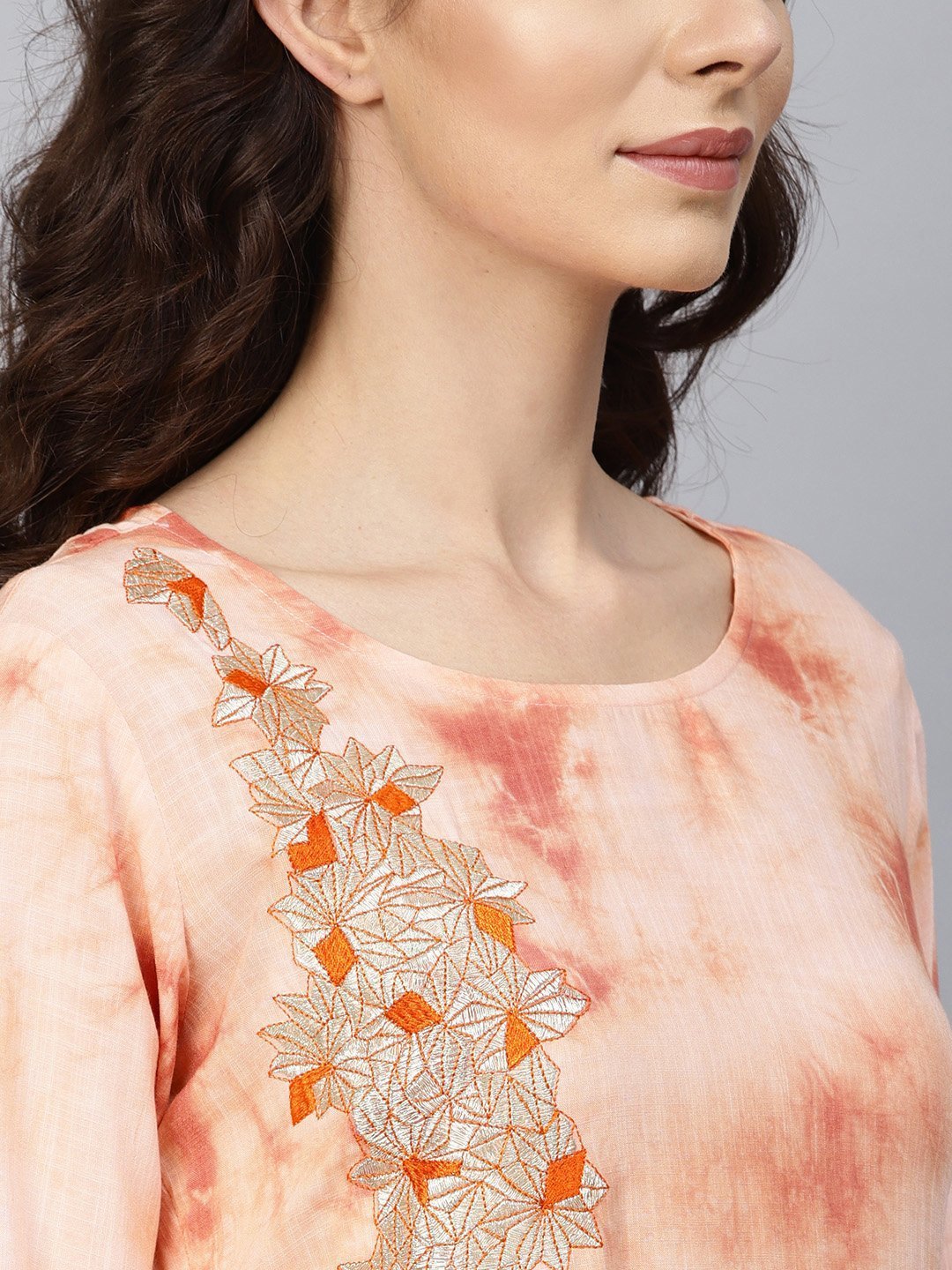 Women's Peach Straight Kurta