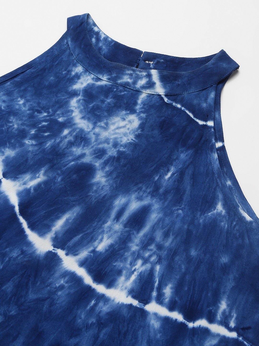 Women's Indigo Lehriya Halter Tie-dye Rayon Dress