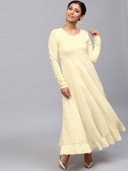 Women's  Yellow Solid Anarkali Kurta