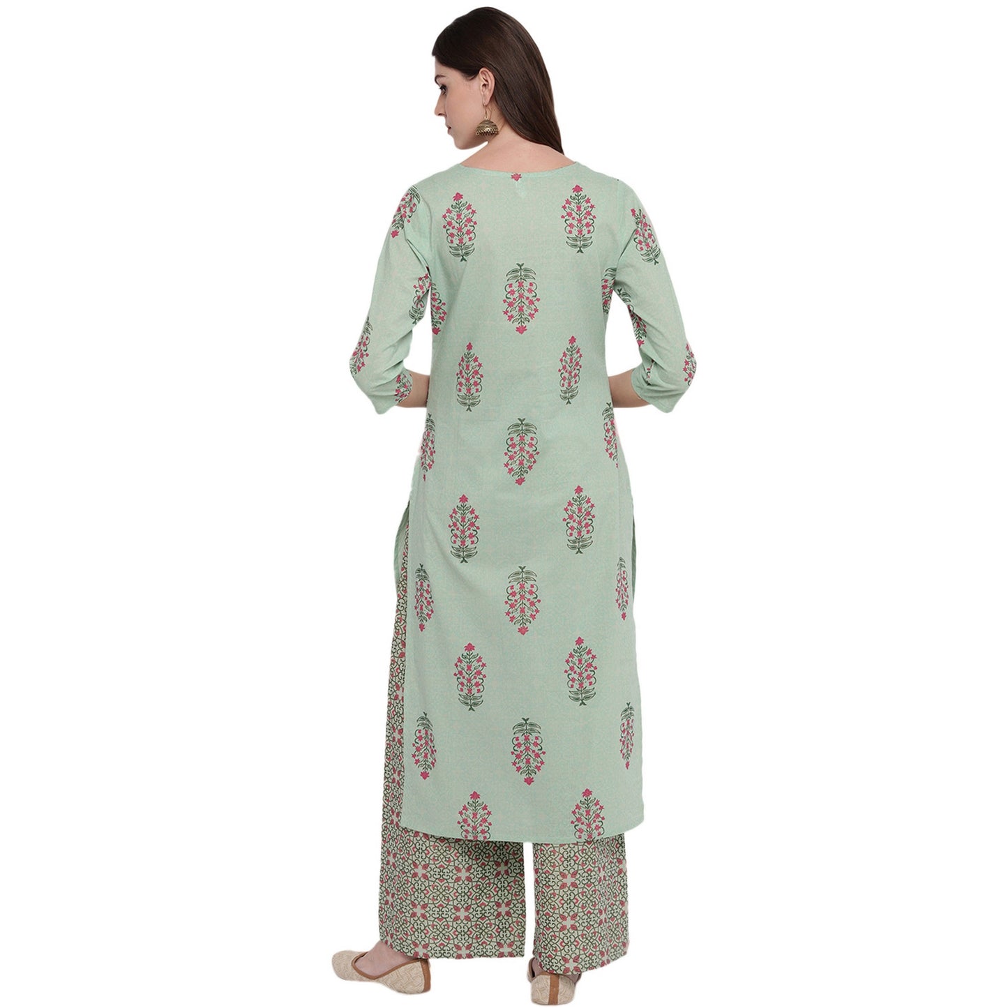 Women's Light Green Cotton Kurta By Vbu