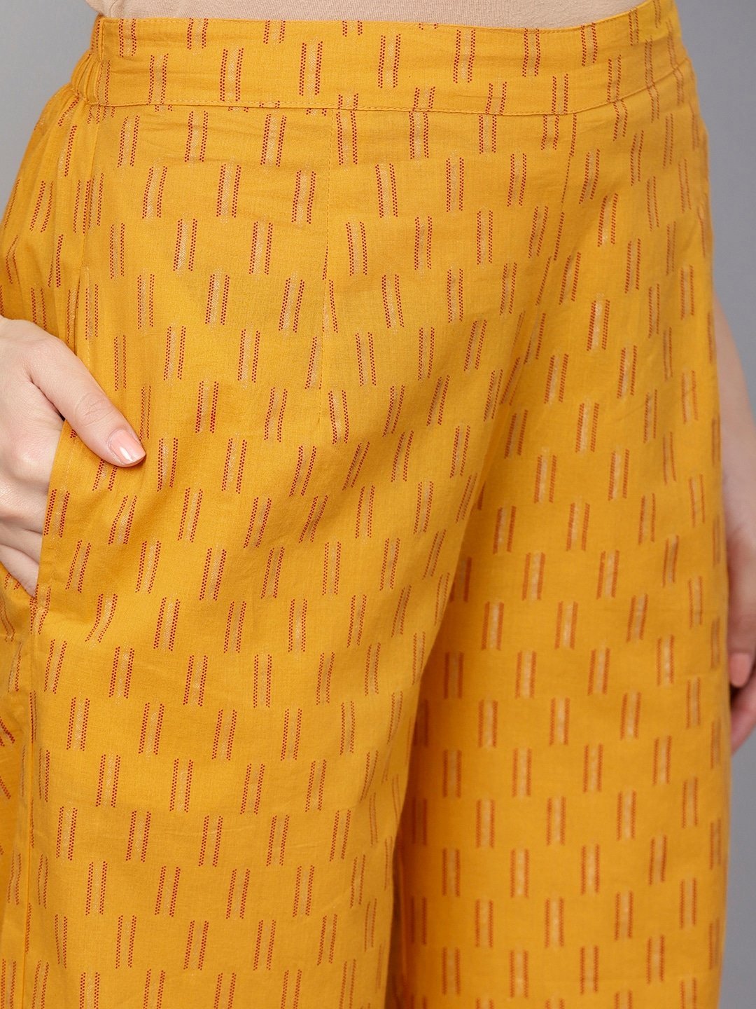 Women's  Mustard Yellow Printed Kurta with Palazzos