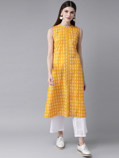 Women's Yellow Printed Kurta