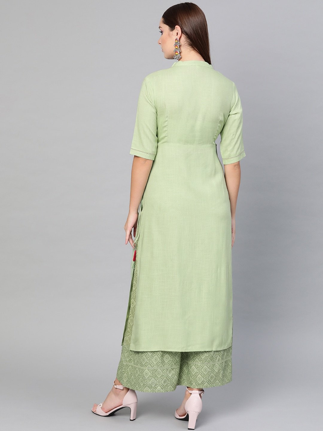 Women's  Green Yoke Design Kurta with Palazzos