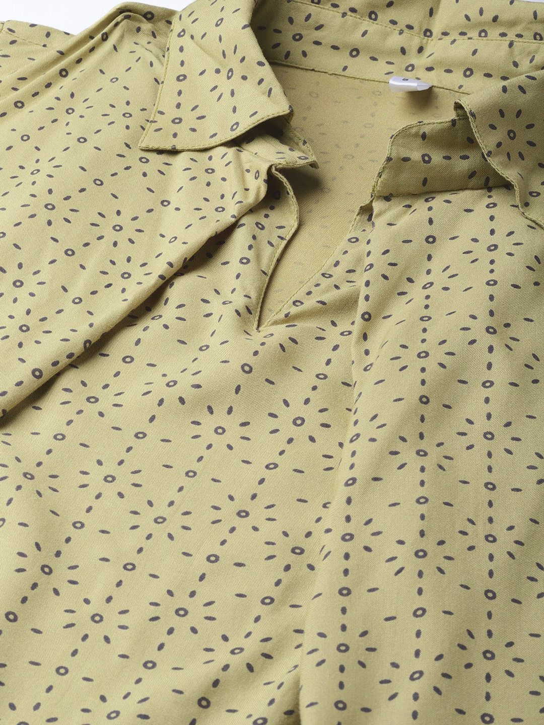 Women's  Green Printed Layered Maternity Shirt Dress