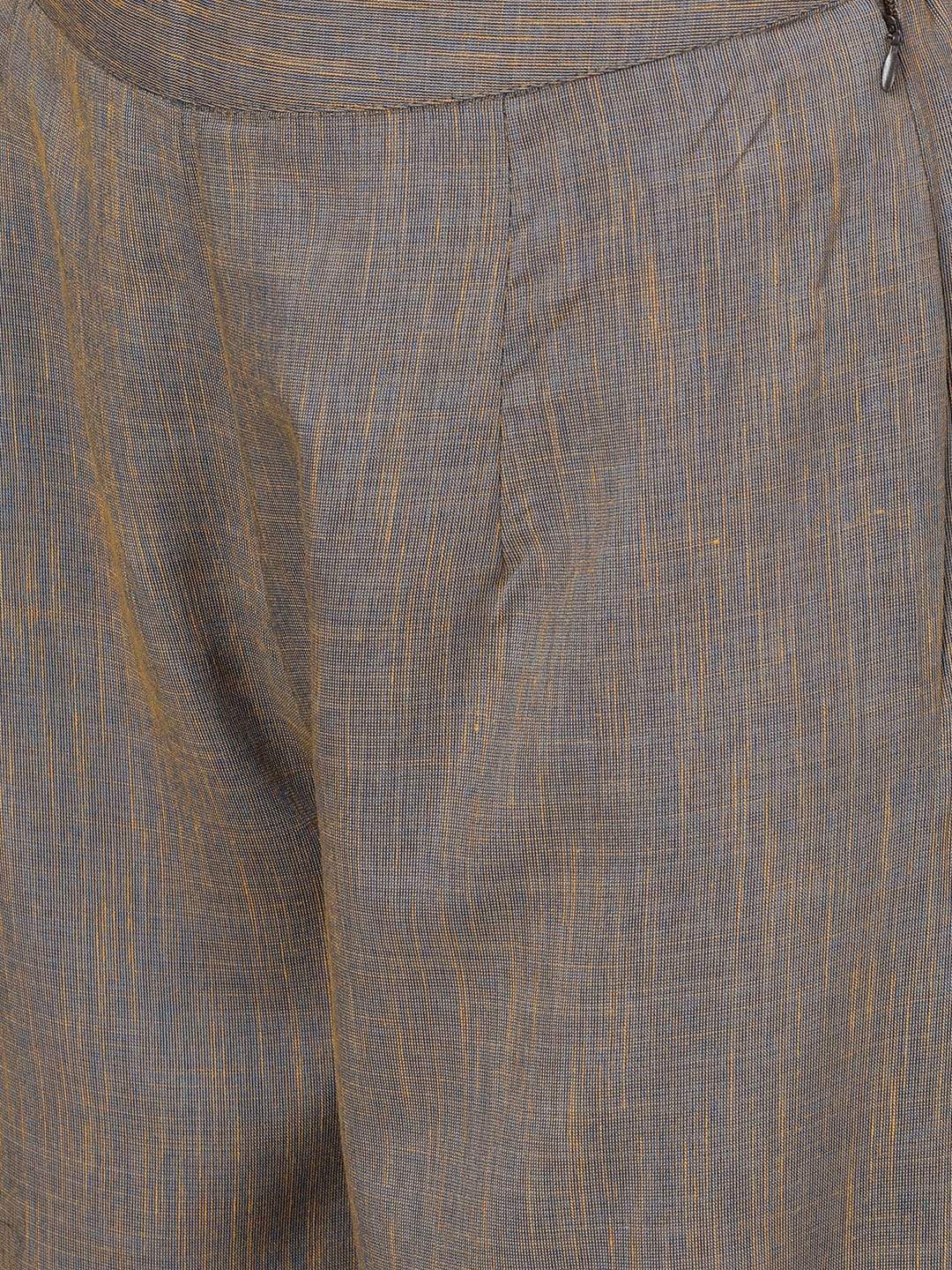 Women's  Brown Self Design Kurta with Palazzos