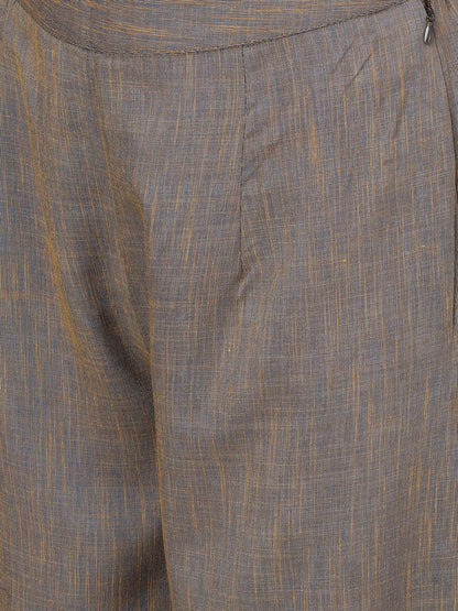 Women's  Brown Self Design Kurta with Palazzos