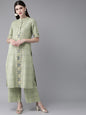 Women's  Green Checked Kurta with Palazzos