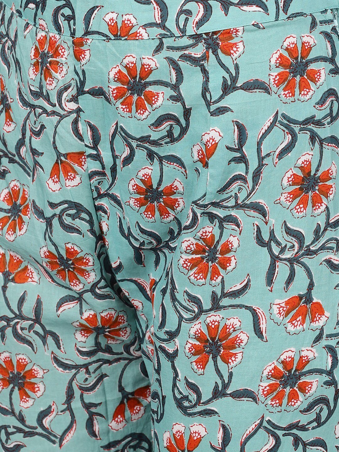 Women's  Teal Blue & Brown Printed Kurta with Sharara & Dupatta
