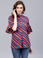 Women's Blue & Pink Leheriya Print Tunic