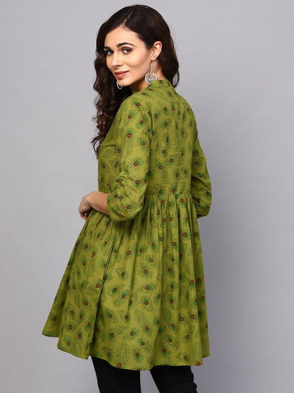 Women's  Green Printed Tunic