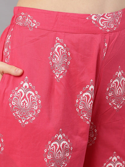 Women's  Yellow & Pink Printed Kurta with Palazzos