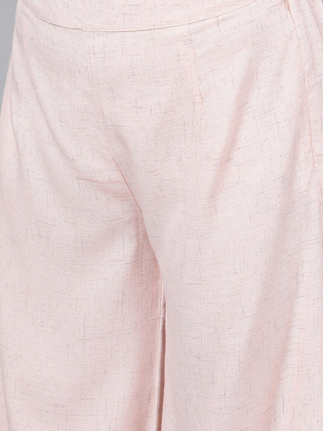 Women's  Pink Solid Flared Palazzos