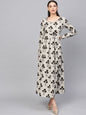 Women's  Off-White & Black Printed Maxi Dress