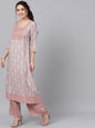 Women's  Beige & Peach-Coloured Printed Kurta with Palazzos