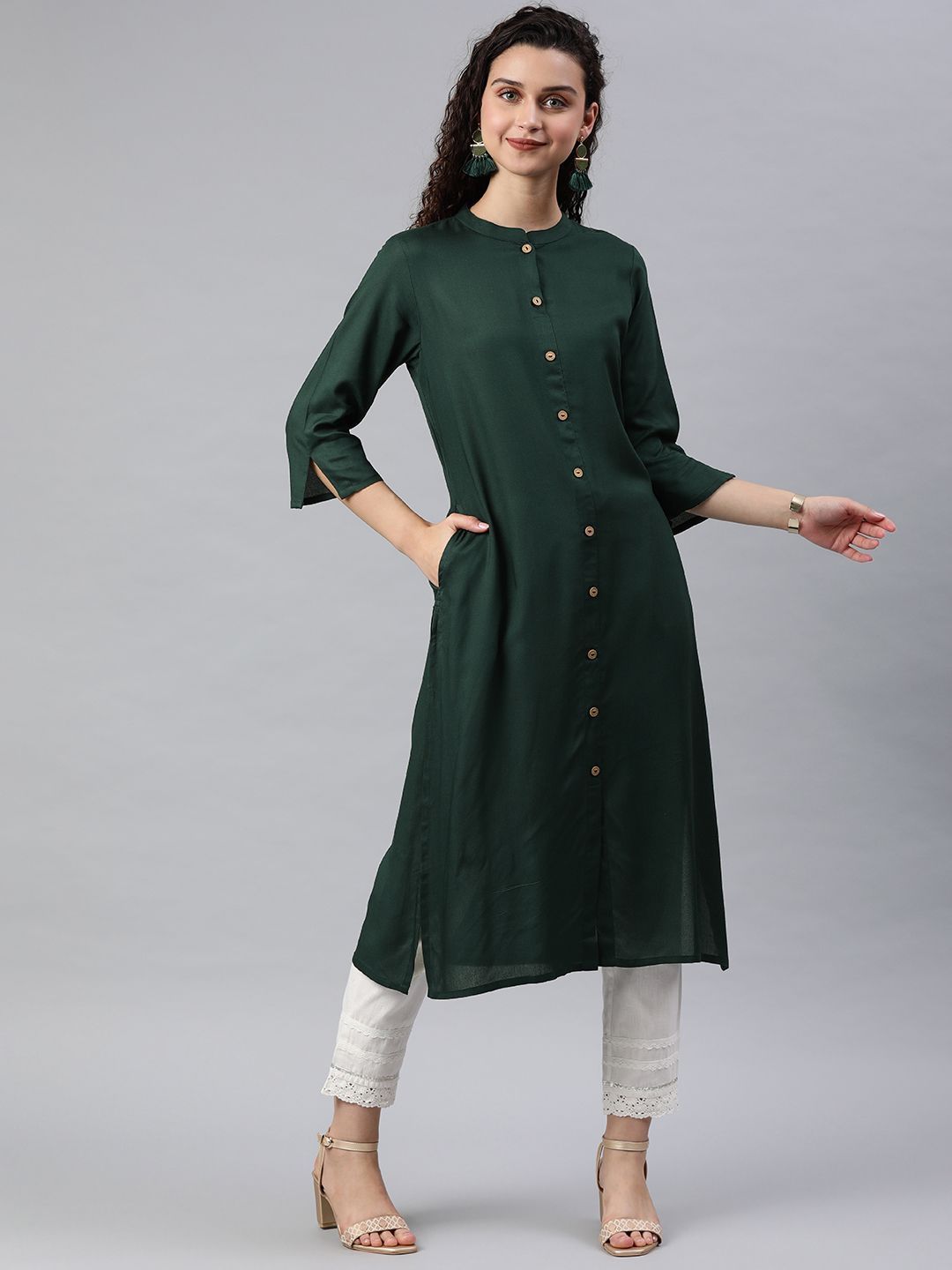 Women's Rayon Solid A-Line Kurta