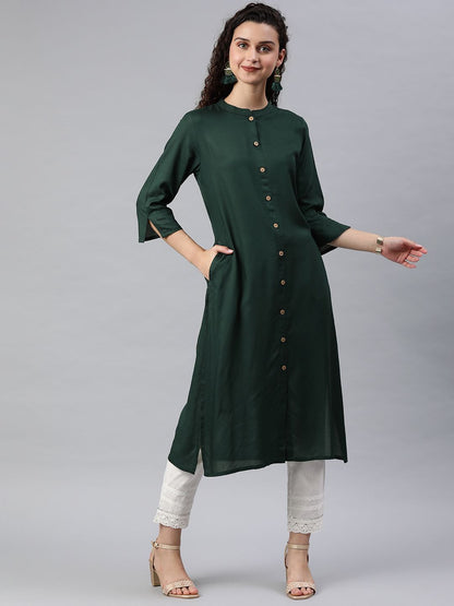 Women's Rayon Solid A-Line Kurta
