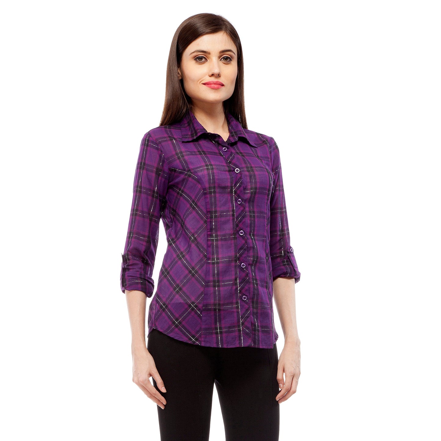 Women's Purple Check Shirt