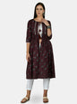 Women's Black Cotton Printed 3/4 Sleeve Round Neck Casual Shrug