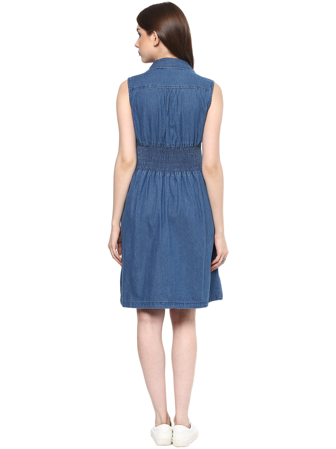 Women's  Denim Fit and Flare Zip Dress