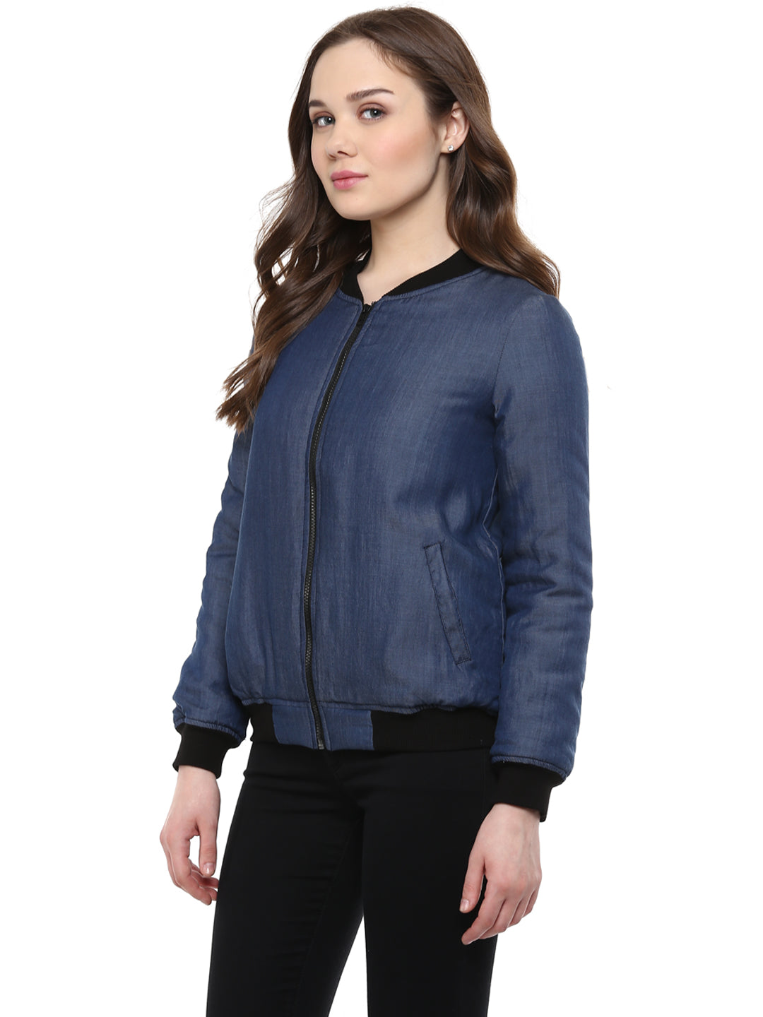 Women's  Tencel Denim Bomber Jacket