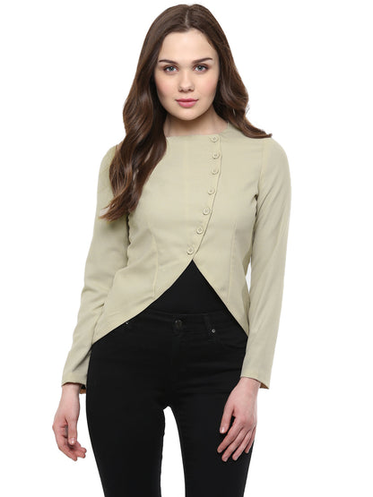 Women's  Beige Blazer Jacket with buttons