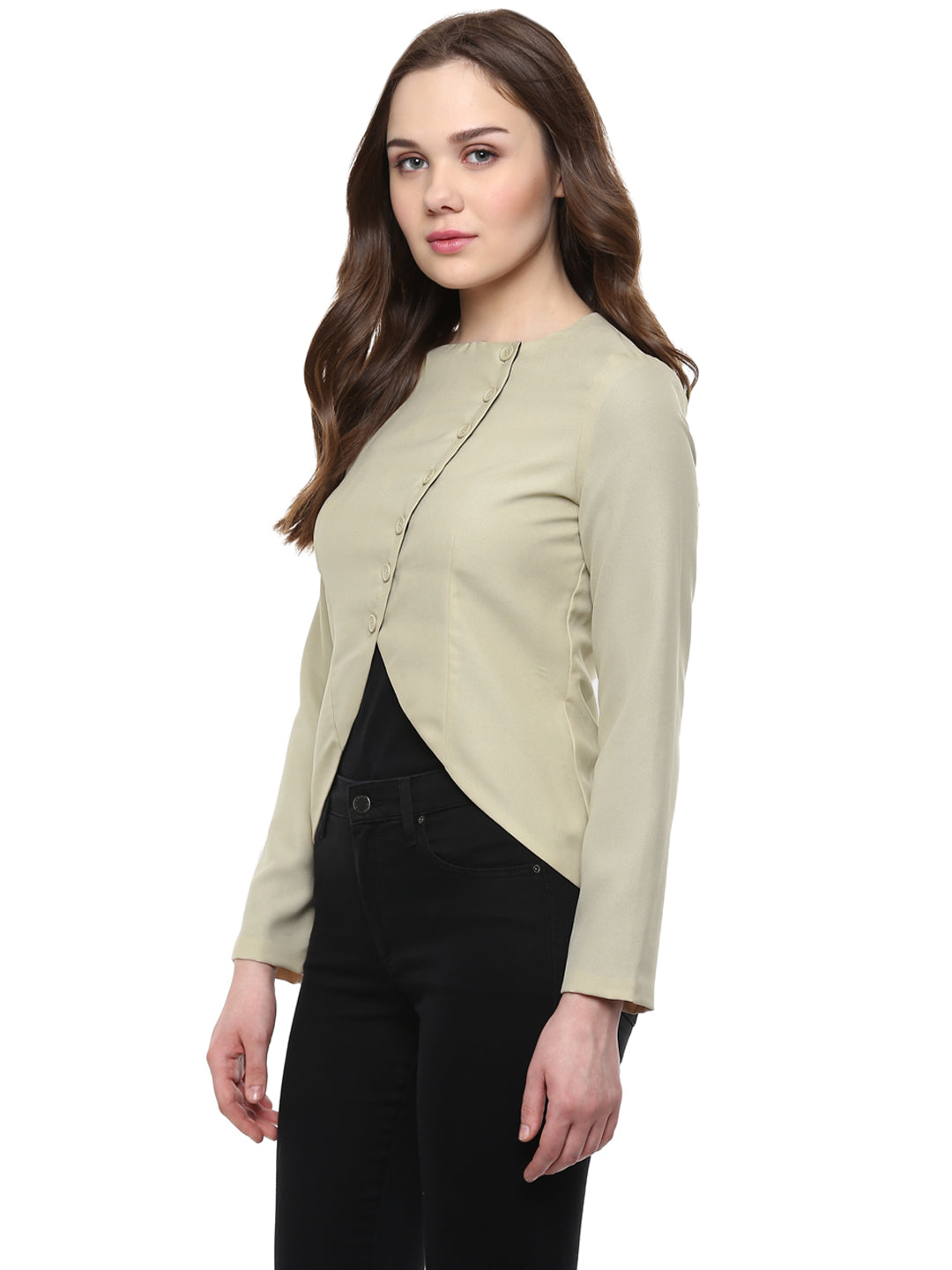 Women's  Beige Blazer Jacket with buttons