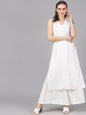 Women's  White & Black Printed A-Line Kurta