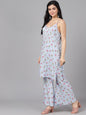 Women's  Blue & Magenta Printed Kurta with Palazzos