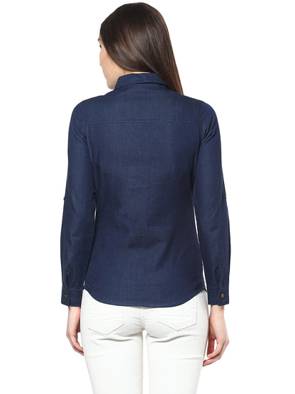 Women's  Denim Shirt with Patches
