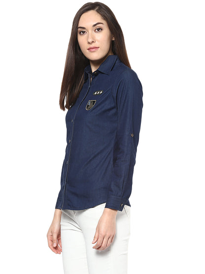 Women's  Denim Shirt with Patches