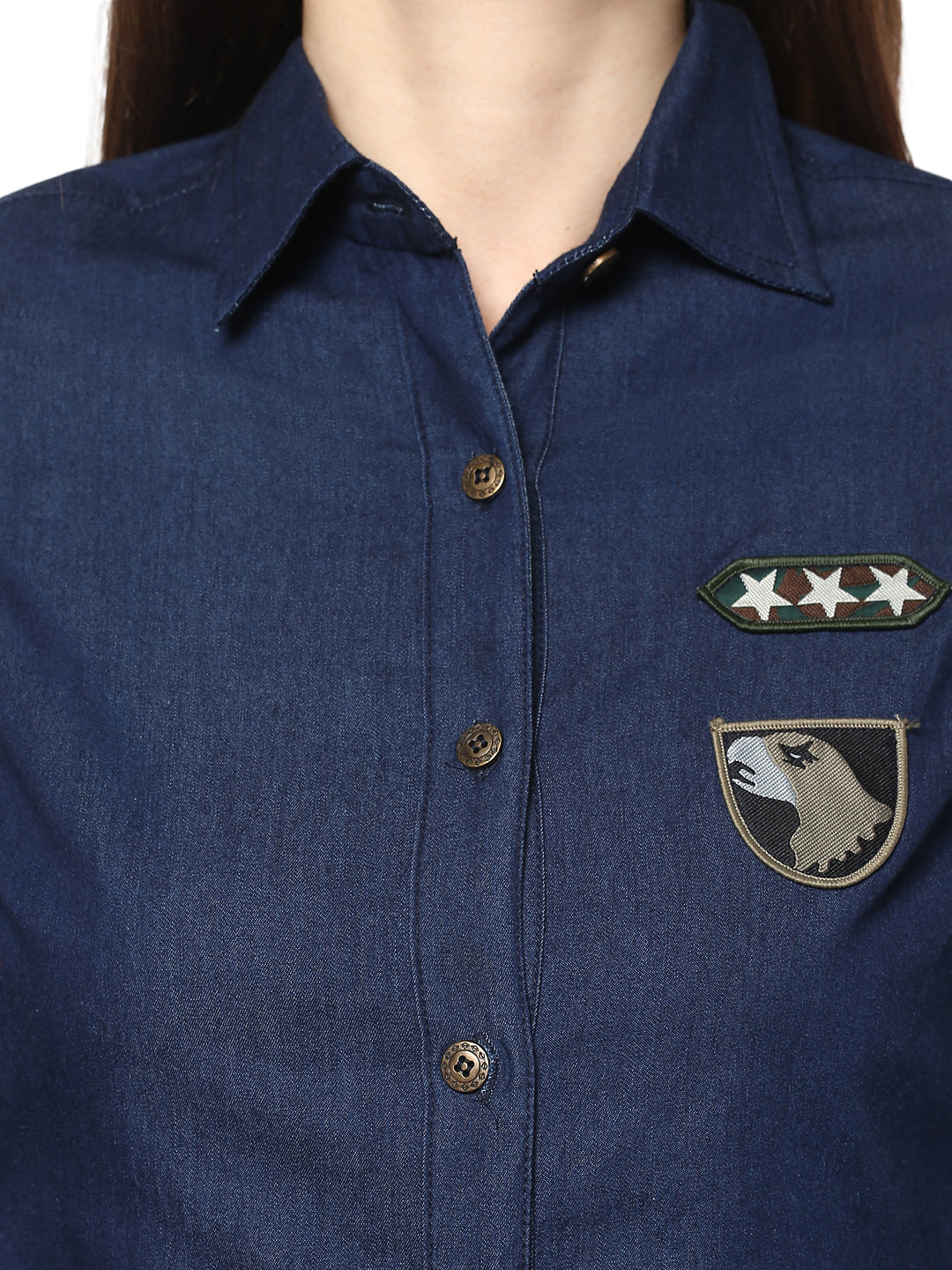 Women's  Denim Shirt with Patches