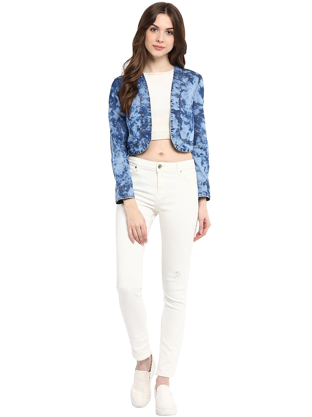 Women's  Denim Cloud effect Rivet Short Shrug