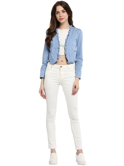 Women's  Denim Ruffle Short Shrug