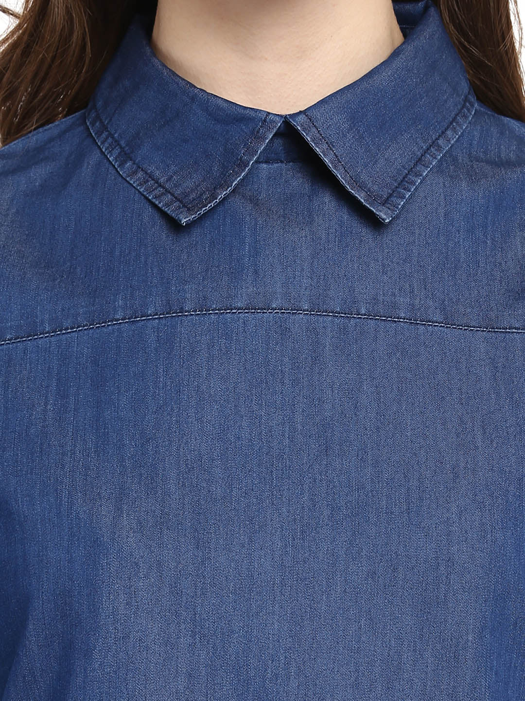Women's  Denim Top with Cold Shoulder