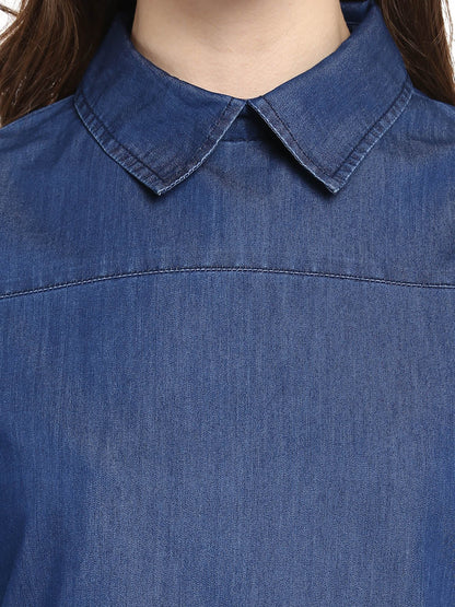 Women's  Denim Top with Cold Shoulder