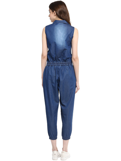 Women's  Denim Monkey Wash Jumpsuit