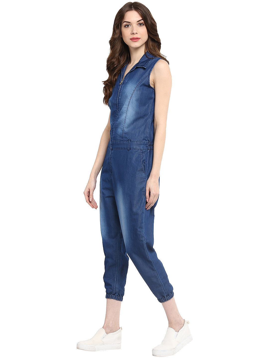 Women's  Denim Monkey Wash Jumpsuit