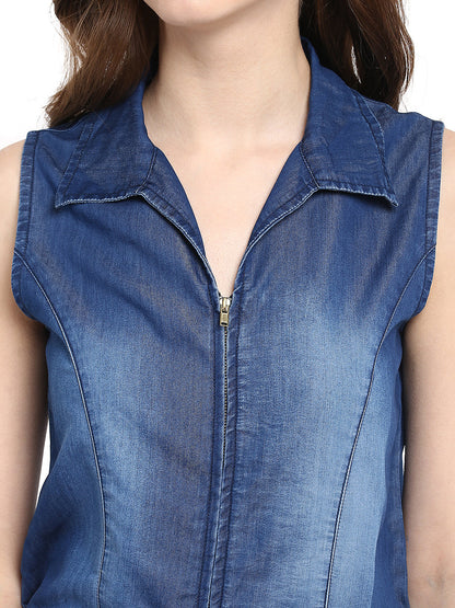 Women's  Denim Monkey Wash Jumpsuit