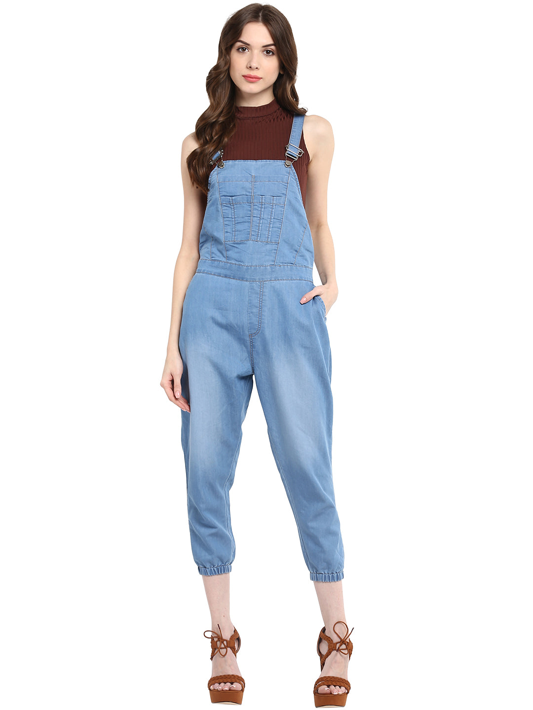Women's  Light Blue Dungaree Pants