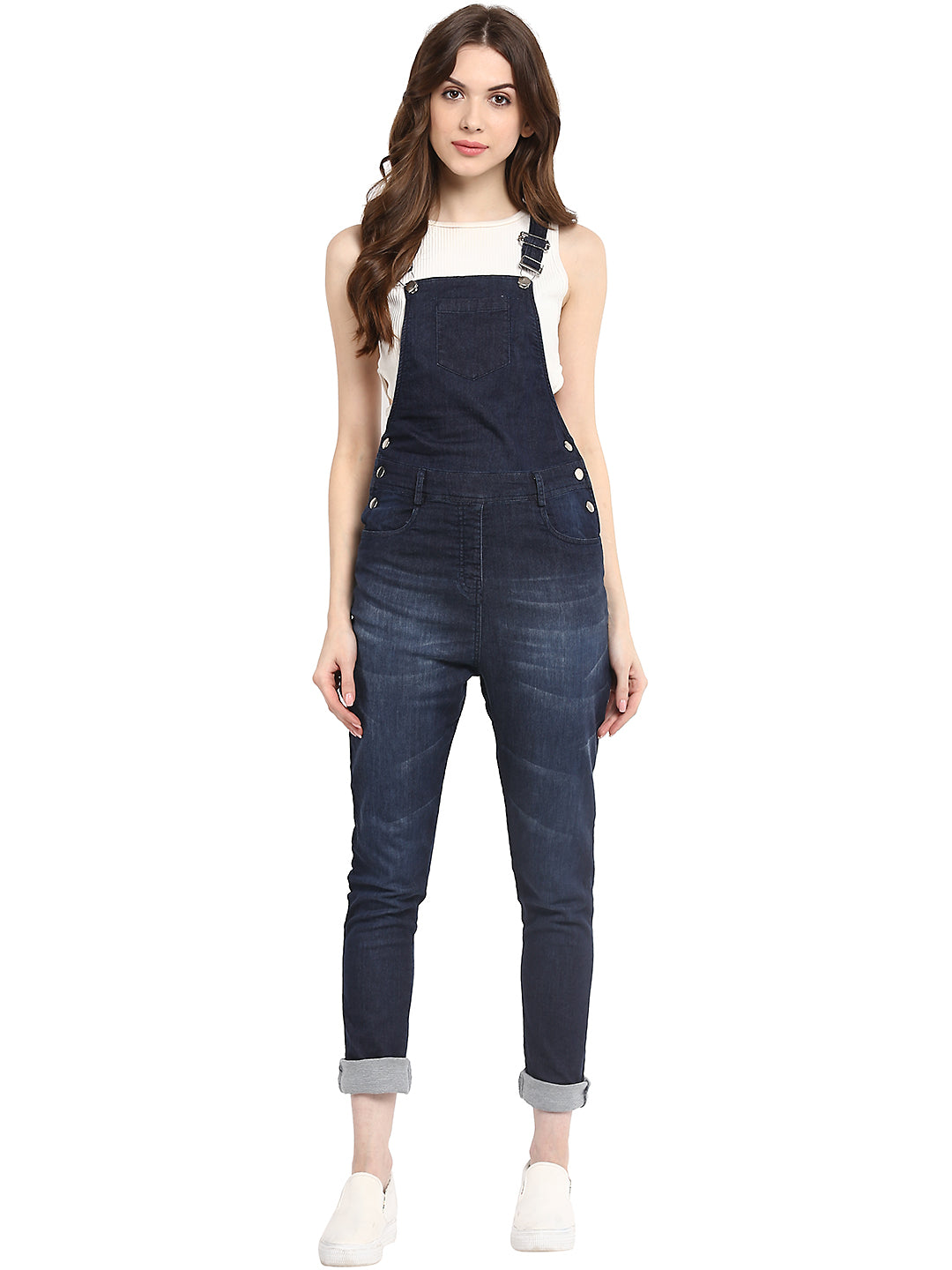 Women's  Navy Blue Dungaree Pants