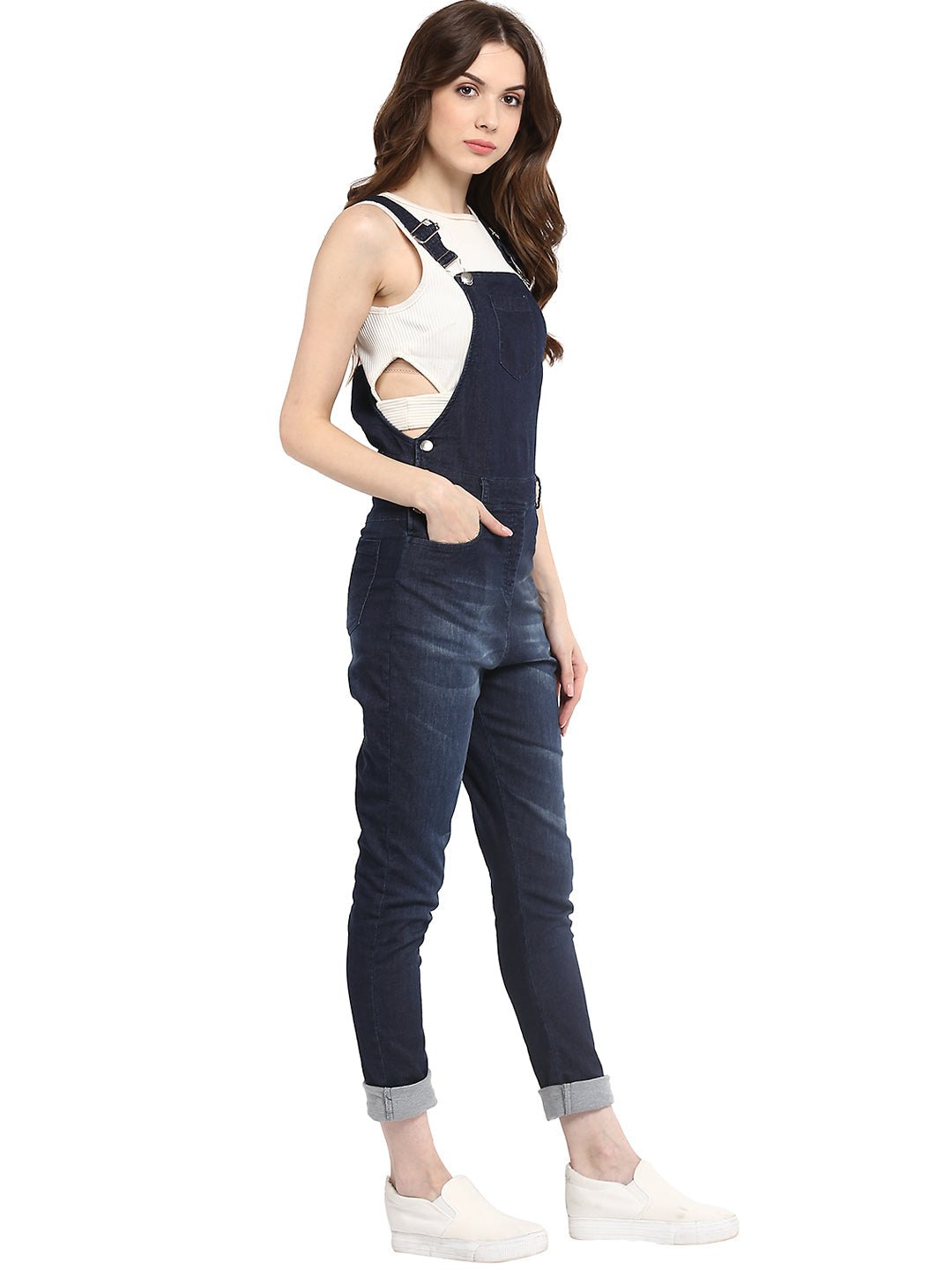 Women's  Navy Blue Dungaree Pants
