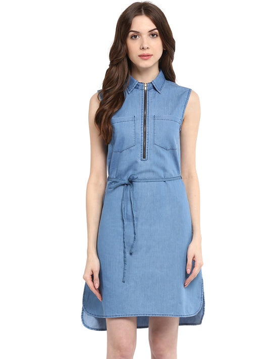 Women's  front Zip Closure Tunic Dress